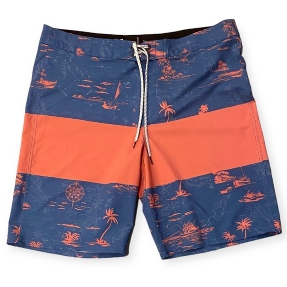 Salty Crew Topwater Boardshort Boardshorts Blue Pink Fishing Swim Surf Size 38 - Picture 11 of 11
